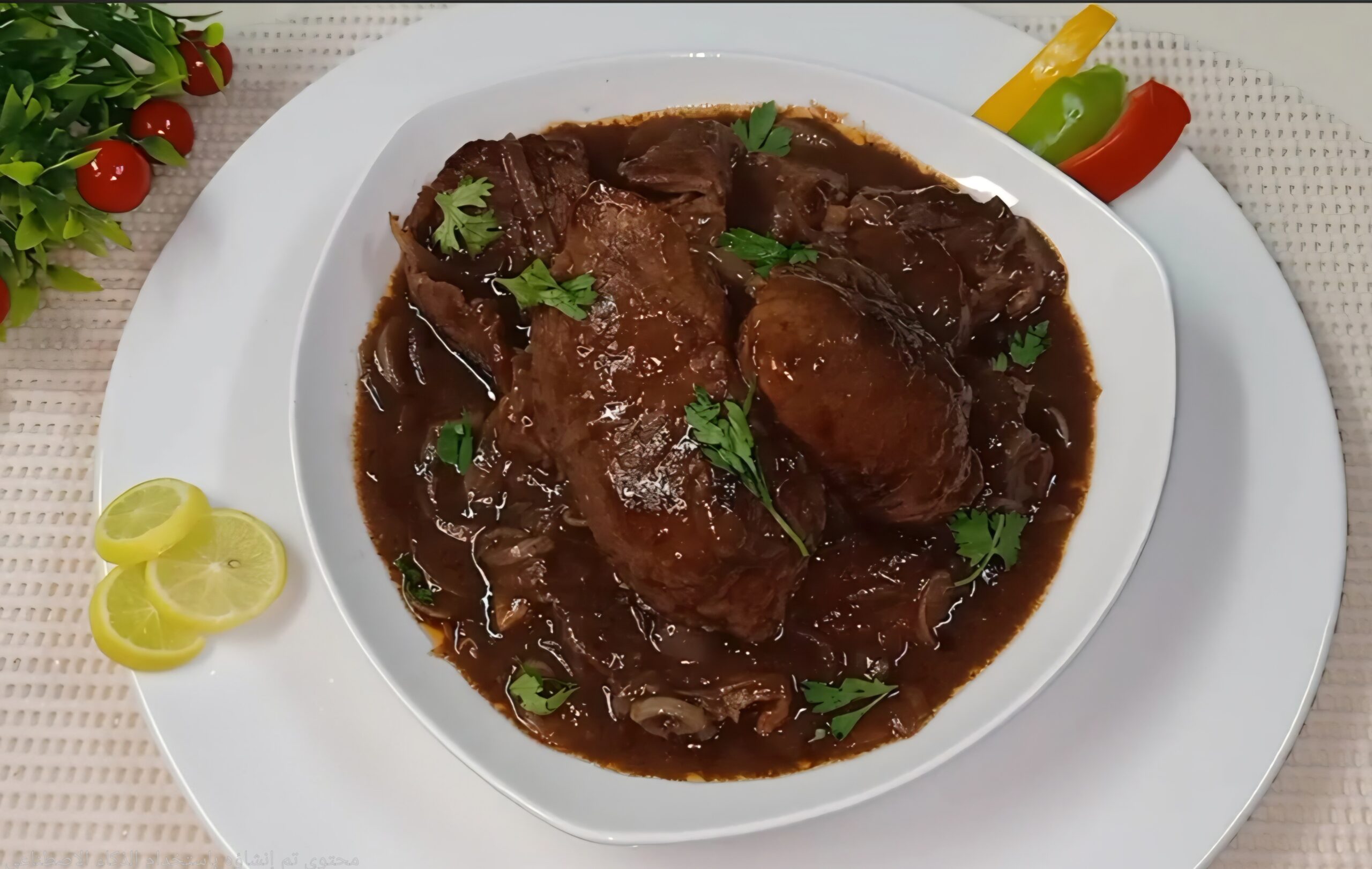 طاجن لحم بصوص الديمي جلاس-Meat tagine with demi-glace sauce